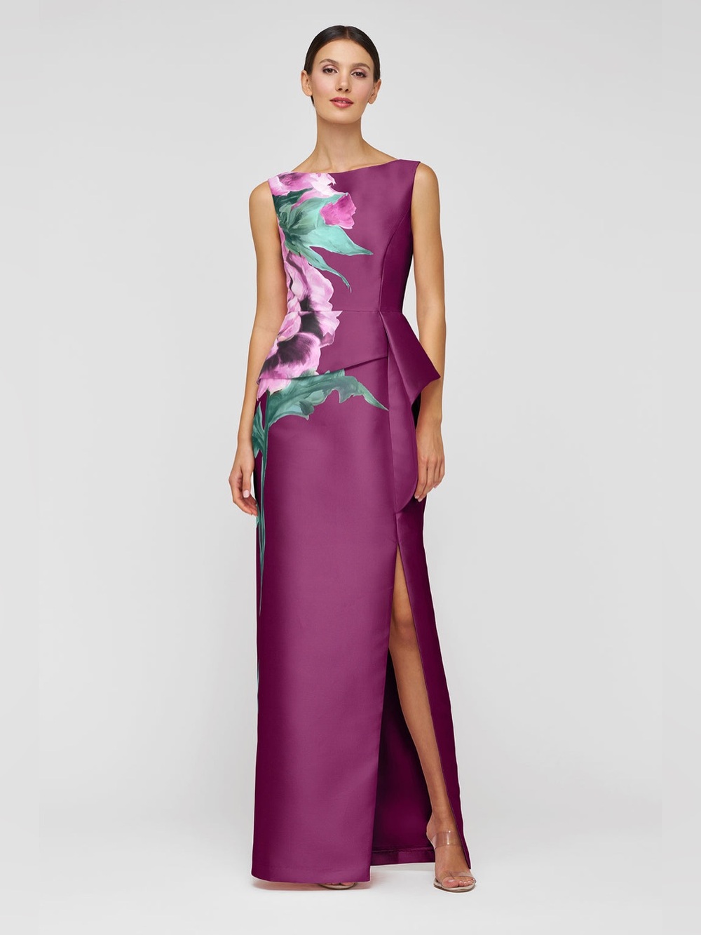 Kay Unger Luciana Column Gown Mulberry - Picture 1 of 9